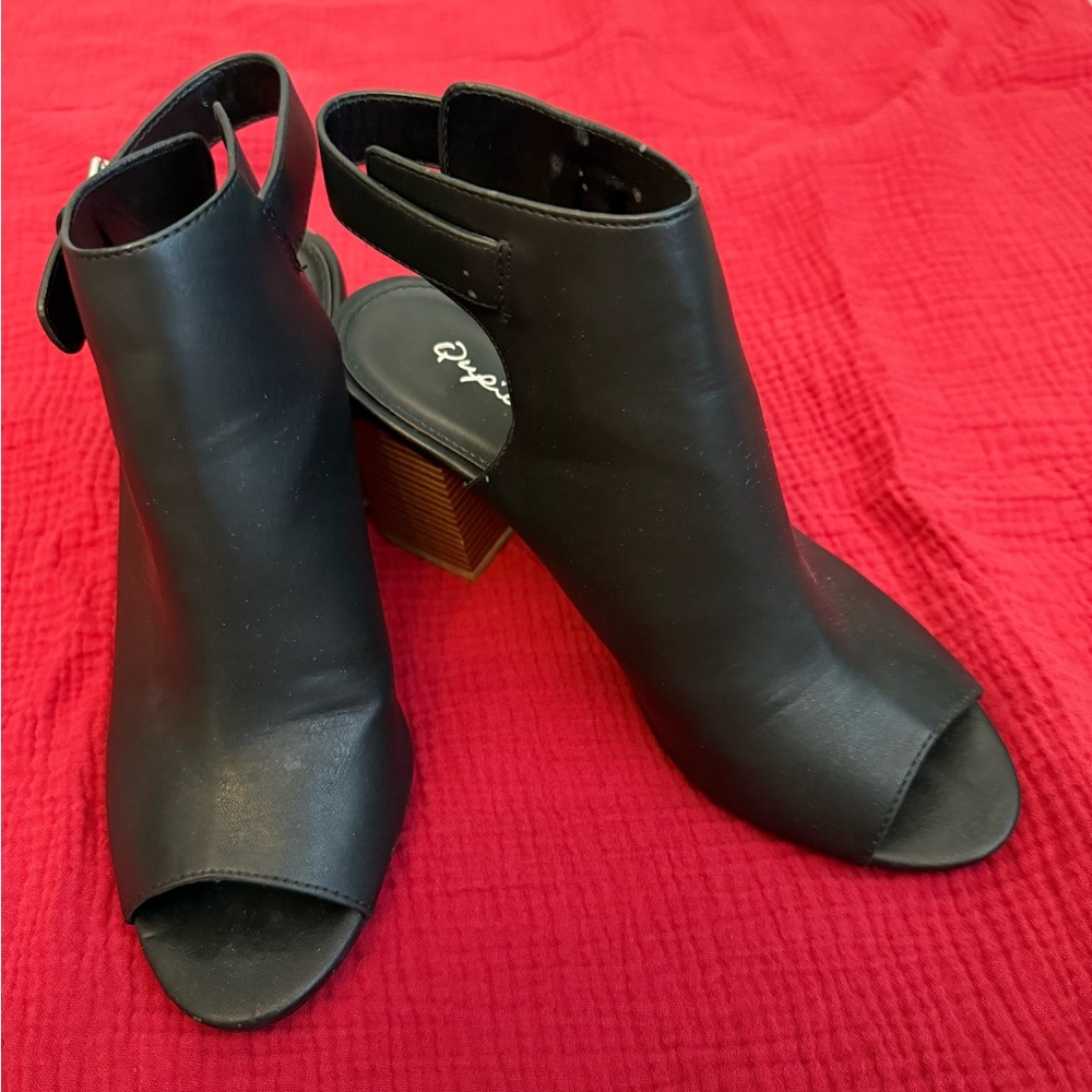 Black Peep Toe Ankle Boots